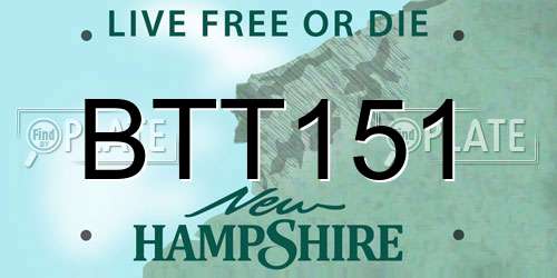 BTT151 New Hampshire License Plate