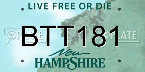 BTT181 New Hampshire License Plate