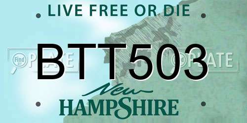 BTT503 New Hampshire License Plate