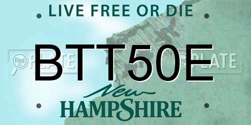 BTT50E New Hampshire License Plate
