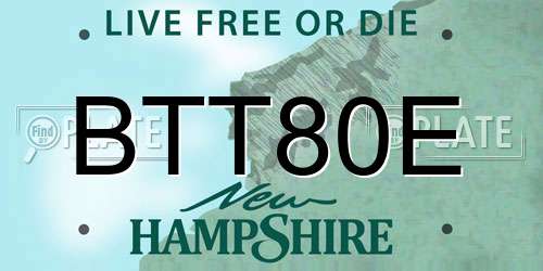 BTT80E New Hampshire License Plate
