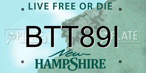 BTT89I New Hampshire License Plate