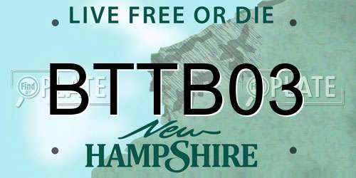 BTTB03 New Hampshire License Plate