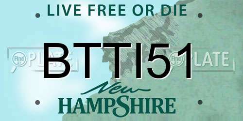 BTTI51 New Hampshire License Plate
