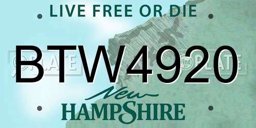 BTW4920 New Hampshire License Plate