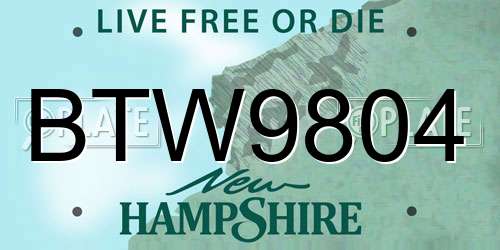 BTW9804 New Hampshire License Plate