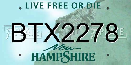 BTX2278 New Hampshire License Plate