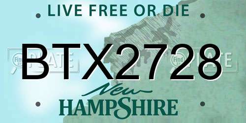 BTX2728 New Hampshire License Plate
