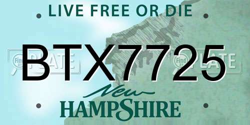 BTX7725 New Hampshire License Plate
