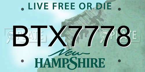 BTX7778 New Hampshire License Plate