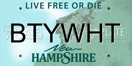 BTYWHT New Hampshire License Plate