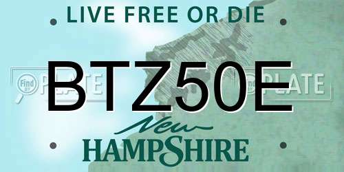 BTZ50E New Hampshire License Plate