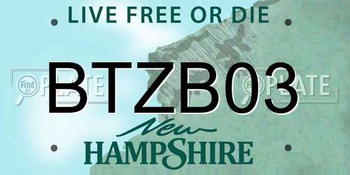 BTZB03 New Hampshire License Plate