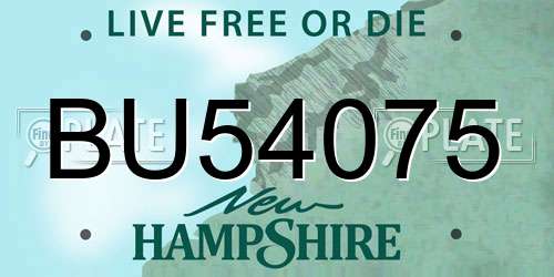 BU54075 New Hampshire License Plate