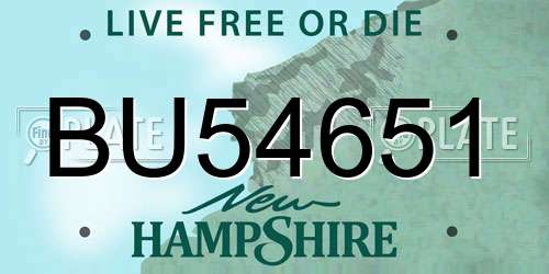 BU54651 New Hampshire License Plate