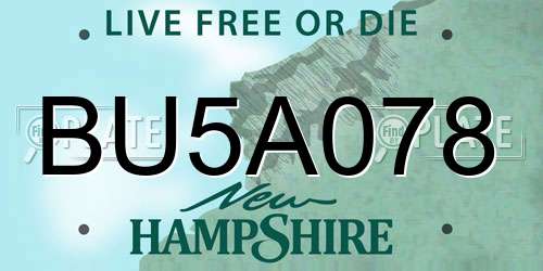 BU5A078 New Hampshire License Plate
