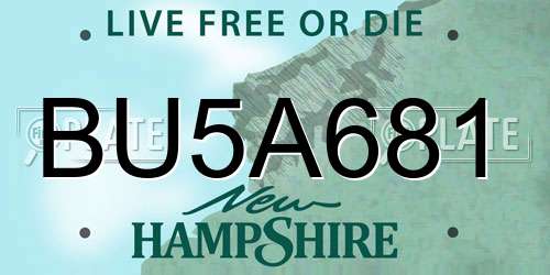 BU5A681 New Hampshire License Plate