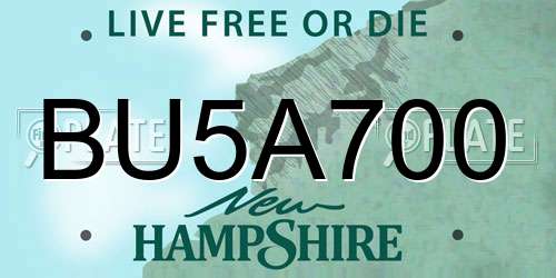 BU5A700 New Hampshire License Plate