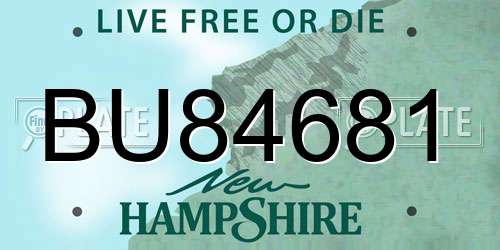 BU84681 New Hampshire License Plate