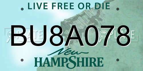 BU8A078 New Hampshire License Plate
