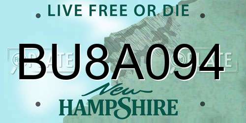 BU8A094 New Hampshire License Plate