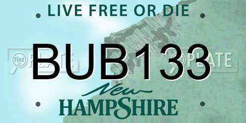 BUB133 New Hampshire License Plate
