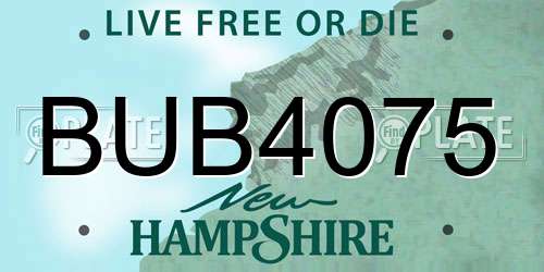 BUB4075 New Hampshire License Plate