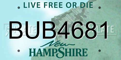 BUB4681 New Hampshire License Plate