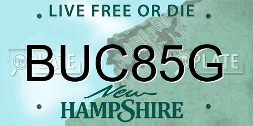 BUC85G New Hampshire License Plate