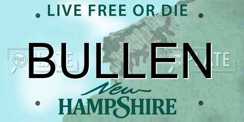 BULLEN New Hampshire License Plate