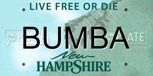 BUMBA New Hampshire License Plate