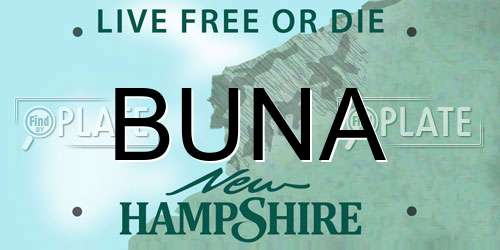 BUNA New Hampshire License Plate