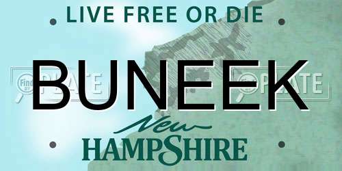 BUNEEK New Hampshire License Plate