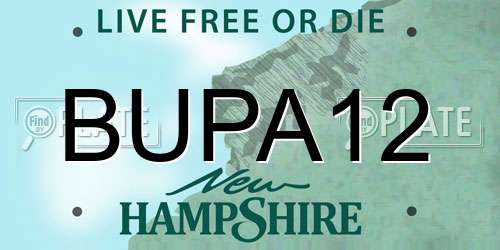 BUPA12 New Hampshire License Plate