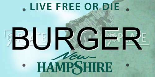 BURGER New Hampshire License Plate