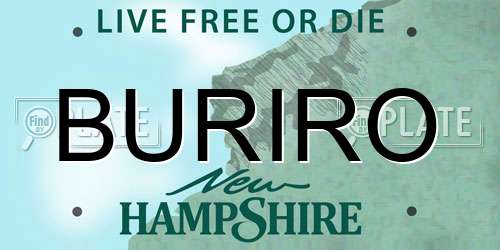 BURIRO New Hampshire License Plate