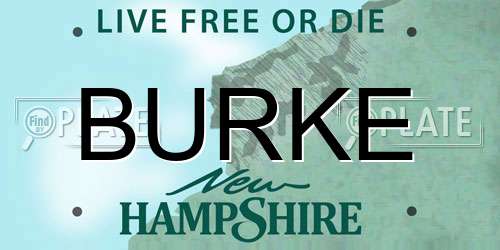 BURKE New Hampshire License Plate
