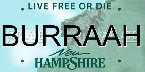 BURRAAH New Hampshire License Plate