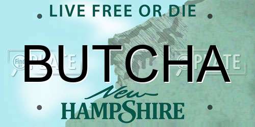 BUTCHA New Hampshire License Plate