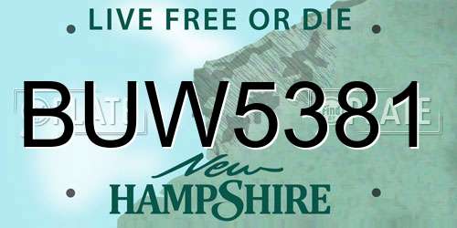 BUW5381 New Hampshire License Plate