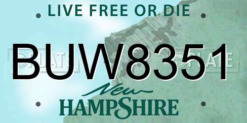 BUW8351 New Hampshire License Plate