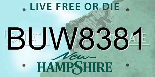 BUW8381 New Hampshire License Plate
