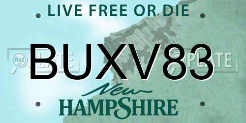 BUXV83 New Hampshire License Plate