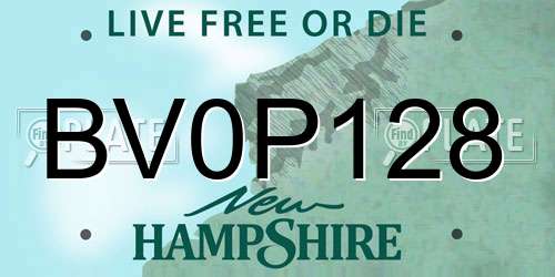 BV0P128 New Hampshire License Plate