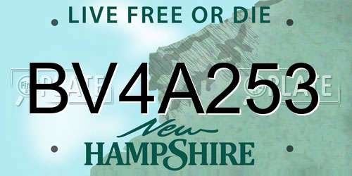 BV4A253 New Hampshire License Plate