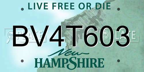 BV4T603 New Hampshire License Plate