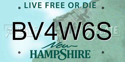 BV4W6S New Hampshire License Plate