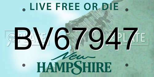 BV67947 New Hampshire License Plate