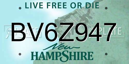 BV6Z947 New Hampshire License Plate