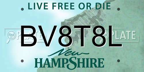 BV8T8L New Hampshire License Plate